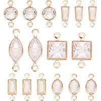 SUNNYCLUE 1 Box 36Pcs 6 Styles Brass Cubic Zirconia Connectors Charms Horse Eye Links Rectangle Oval Link Pendants Square Pendant Accessories for DIY Earring Necklace Bracelet Jewellery Making