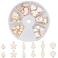 ARRICRAFT 304 Stainless Steel Charms, Stamping Blank Tag, Mixed Shape, Rose Gold, 12.5~16x6~13x0.7~1mm, Hole: 1~2mm, 60pcs/box