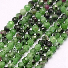 ARRICRAFT Natural Ruby in Zoisite Beads Strands, Faceted, Round, 3mm, Hole: 0.5mm, about 132pcs/strand, 15.5 inches(39.5cm)