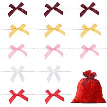 GORGECRAFT 150Pcs 5 Colors Mini Satin Ribbon Twist Tie Bows 2.5 Inch Polyester Bows with Iron Wire Twist Crafts Tying Up for Halloween Christmas Wedding Gift Wrapping Supplies Candy Bags Decoration