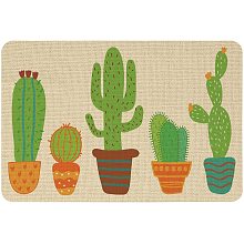 SUPERFINDINGS 23.6"x15.7" Indoor Doormat, Anti Slip, Durable & Waterproof Linen and Rubber Ground Mat for Front Door Inside Dirt Trapper Mats Shoes Scraper, with Cactus Pattern