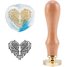 CRASPIRE Wax Seal Stamp Angel Wings Vintage Sealing Wax Stamps Heart Shape Removable Brass Head Sealing Stamp with Wooden Handle for Wedding Invitations Thanksgiving Valentine's Day Gift Wrap