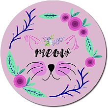 CREATCABIN Round Mouse Pad Cat Flower Meow with Stitched Edges Waterproof Mouse Mat Pad Desk Accessories Premium-Textured Non-Slip Rubber Base Mouse pad Laptop Computer Office 7.9 x 7.9 Inch