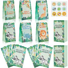 CREATCABIN 20Pcs Animal Paper Bags Jungle Safari Theme Cartoon Paper Bags Goodie Bags Animal Candy Treat Bags Colorful Party Paper Gift Bags With Animal Sticker for Birthday Party Favor Supplies Shops