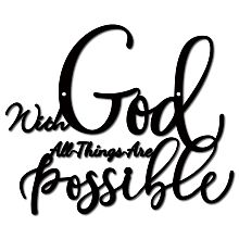 CREATCABIN Metal Wall Art With God All Things Are Possible Sign Metal Wall Hanging Decor Ornament Iron for Indoor Outdoor Home Livingroom Kitchen Garden Office Decoration Gift Black 11.8 x 9.8 Inch