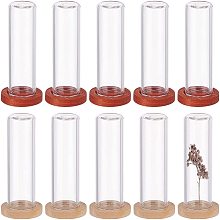 NBEADS 10 Sets Mini Cloche with Base, 1.57x0.47 Mini Eternal Flower Glass Cloche Clear Glass Display Case Flat Top Bell Jar Cloche for Centerpieces Plants Rocks Specimens Decorations Crafts