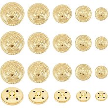 OLYCRAFT 50Pcs Metal Blazer Buttons Flat Round Brass Buttons with Badge 15mm 18mm 20mm 23mm 25mm Vintage Suits Button Set for Blazer, Suits, Coats, Uniform and Jacket - Golden