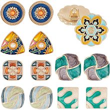 PandaHall Elite 14pcs 7 Style Enamel Shank Buttons Retro Color Buttons Enamel Clothes Button Vintage Decor Buttons Flower Triangle Square Sewing Button for Blazer Suits Sport Coat Uniform Jacket Sewing