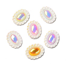 Honeyhandy Opaque Resin Cabochons, AB Color Plated, Oval, Mixed Color, 32x12.5x8mm