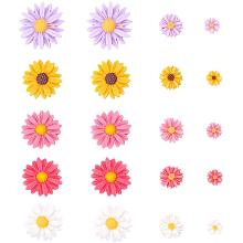 PH PandaHall 75pcs 5 Colors Flower Daisy Cabochons Flower Slime Charms Resin Flatback Cabochons Hair & Costume Accessories Ornaments for DIY Scrapbooking Craft Decoration （9mm, 13mm, 22mm, 26mm）