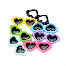 Honeyhandy Resin Cabochons, Heart Glasses, Mixed Color, 41~42x17x4mm