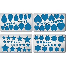 BENECREAT 4PCS 4x7 Inch Basic Element Theme Metal Stencils Heart Star Stencil Template for Wood Carving, Drawings and Woodburning, Engraving and Scrapbooking Project