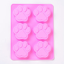 Honeyhandy Food Grade Silicone Molds, Fondant Molds, For DIY Cake Decoration, Chocolate, Candy Mold, Dog Paw Prints, Pink, 180x137x15.5mm