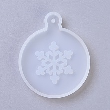 Honeyhandy Pendant Silicone Molds, Resin Casting Molds, For UV Resin, Epoxy Resin Jewelry Making, Christmas Snowflake, White, 64x53x8mm, Hole: 2.5mm