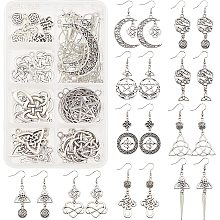 SUNNYCLUE 1 Box DIY Make 10 Pairs Knot Earring Making Kit Including Trinity Knot Charms Tibetan Style Heart Infinity Pendants Earring Findings for Women Beginners DIY Earring Jewellery Making