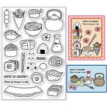 GLOBLELAND Japanese Food Clear Stamps for Card Making Decorative Sushi Theme Nishiku Onigiri Transparent Silicone Stamps for DIY Scrapbooking Supplies Embossing Paper Card Album Decoration Craft