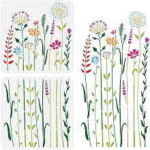 BENECREAT 2Pcs Wildflower Stencils, 12x12inch Tall Flower Weeds Tree Plants PET Painting Templates Drawing Stencils for Scrapbooking, Floor Furniture, Wall Art