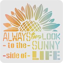 FINGERINSPIRE Sunflower Stencil Decoration Template 11.8x11.8 inch Plastic Look Sunny Life Stencils Square Reusable Stencils for Painting on Wood, Floor, Wall and Fabric