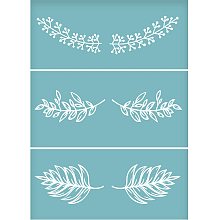 OLYCRAFT Self-Adhesive Silk Screen Printing Stencil Leaf Reusable Pattern Stencils for Painting on Wood Fabric T-Shirt Wall and Home Decorations