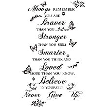 ARRICRAFT Inspirational Quotes PVC Wall Sticker Always Remember You are Loved Butterfly Pattern Wall Decal Self-Adhesive Sticker for Living Room Bedroom Office Decor 18.9"x26"