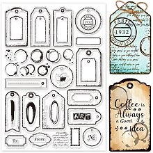 GLOBLELAND Retro Label Clear Stamps for DIY Scrapbooking Vintage Banner Tags Silicone Clear Stamp Seals 8.3x11.7inch Transparent Stamps for Cards Making Photo Album Journal Home Decoration