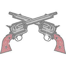 SUPERDANT Double Gun Iron on Rhinestone Revolver T-Shirt Crystal Heat Transfer Rhinestone Iron on Hotfix Decal Rhinestone Heat Transfer for Vest Shoes Hat Jacket Clothing DIY