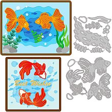 GLOBLELAND Goldfish Cutting Dies Water Plants Embossing Stencil Template Carbon Steel Die Cutting Template Metal Crafting Dies Cutting for Card Making Scrapbooking Photo Album Decor