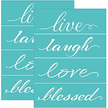 OLYCRAFT 2pcs Words Pattern Silk Screen Stencils Live/Laugh/Love/Blessed Self-Adhesive Silk Screen Mesh Transfers Reusable Silk Screen Printing Stencils for Printing on Wood Fabric Bags - 5.5x7.7inch