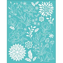 OLYCRAFT 2pcs Silk Screen Printing Stencil Flower Pattern Silk Mesh Transfers Stencils Self-Adhesive Reusable Sign Stencils for Painting on Wood DIY T-Shirts - 8.5x11inch