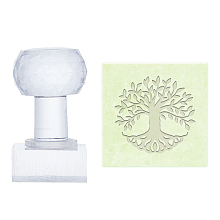 PandaHall Elite Tree Acrylic Stamp Tree of Life Soap Embossing Stamp Soap Stamp with Handle Round Soap Chapter Imprint Stamp for Handmade Soap Cookie Clay Pottery Stamp Biscuits Gummier Making Projects