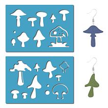 GORGECRAFT 2 Styles Mushroom Reusable Earrings Making Template Leather Earring Templates Acrylic Plant Cutting Stencil for Drawing Necklace Making Jewelry DIY Crafts Scrapbook 5.12x3.54 Inch