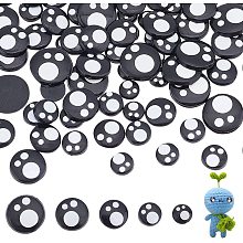 PandaHall Elite 100pcs Kawaii Eyes Cabochons, Craft Eyes Tiles Flat Round Eyes Black Animal Eyes Resin Felt Eyes for Amigurumi Puppet Teddy Bear Crochet Plush Animal Making 8/10/12/14/16mm