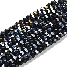 Opaque Glass Beads Stands, AB Color, Faceted(32 Facets), Round, Black, 4.5x4mm, Hole: 1mm, about 94~95pcs/strand, 13.90~14.02 inch(35.3~35.6cm)