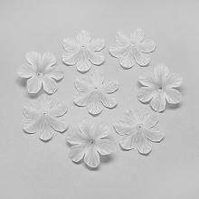 Honeyhandy 6-Petal Transparent Acrylic Bead Caps, Frosted, Clear, 32.5x29x8mm, Hole: 1.5mm, about 290pcs/500g