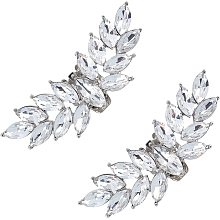 FINGERINSPIRE 2Pcs Rhinestone Shoe Clips Elegant Crystal Metal Shoe Clips, (Wing, Sliver, 1x2.7 Inch) Bridal Shoe Buckles for Wedding Party Purse Hardware Accessoriess Decoration