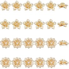 SUPERFINDINGS 24Pcs 2 Styles Brass Flower Beads Real 18K Gold Plated Metal Flower Cup Shape Bead Multi-Petal Flower Bead End Caps for DIY Jewelry Making, Hole: 0.8~0.9mm