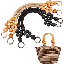 PandaHall Elite 4pcs Wooden Purse Handles, Handbag Handles Nylon Rope Purse Straps Replacement Bag Handles with Wooden Beads and Spring O Rings for Bag Making Shoulder Bag Handbag DIY Customed Bag