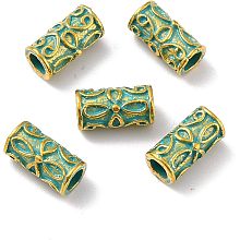 PandaHall Elite 20pcs Column Spacer Beads Tibetan Style Alloy Beads Rondelle Metal Beads Green Golden Loose Beads Charms for Necklace Bracelet Earring Anklet Jewelry Making Beading Supplies, 3.3mm Hole