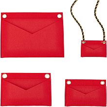 WADORN 3 Styles Felt Purse Organizer Insert, Felt Bag Handbag Organizer Bag in Bag Multi-Pocket Insert Liner Women Pochette Envelope Bag Insert Conversion Kit Storage Accessories, 2.4-6.3 Inch, Red