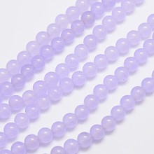 Honeyhandy Natural & Dyed Malaysia Jade Bead Strands, Round, Lilac, 6mm, Hole: 0.8mm, about 64pcs/strand, 15 inch