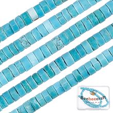 Beebeecraft 154Pcs Turquoise Stone Natural Howlite Blue Crystals Flat Round Loose Semi Gemstone Caps Spacer Beads for Making Bracelets Necklace Hole 0.7mm