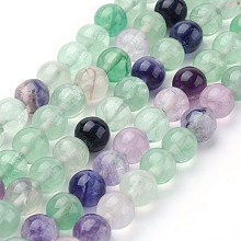 Honeyhandy Natural Fluorite Beads Strands, Grade AB, Round, 8mm, Hole: 1mm