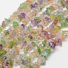 Arricraft Crackle Glass Bead Strands, Chip, Colorful, 3~5x7~13x2~4mm, Hole: 0.4mm, 34.9 inches