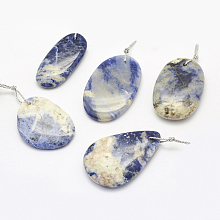 Honeyhandy Natural Sodalite Pendants, Mixed Shapes, 30~66x18~52x3~14mm, Hole: 2mm