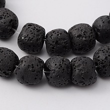 Honeyhandy Natural Lava Rock Bead Strands, Dyed, Round, Black, 8mm, Hole: about 2mm, about 52pcs/strand, 15.5 inch