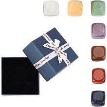 SUNNYCLUE 1 Box 7 Chakra Gemstone Beads Crystal Set Therapy Healing Polished Stones Natural Reiki Undrilled Square Chakra No Hole for Balancing Soothing Yoga Meditation Decoration