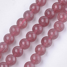 Honeyhandy Natural Strawberry Quartz Beads Strands, Round, 8mm, Hole: 1mm, about 45~48pcs/strand, 15.3 inch