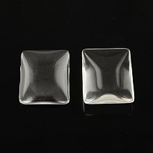 NBEADS 100 Pcs Transparent Rectangle Glass Cabochons, Clear, 25x18x5mm