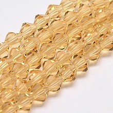 Honeyhandy Imitate Austrian Crystal Bicone Glass Beads Strands, Grade AA, Faceted, Sandy Brown, 3x3mm, Hole: 1mm, about 120~125pcs/strand, 14.8 inch