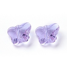 Honeyhandy Transparent Glass Beads, Faceted, Butterfly, Lilac, 8x10x5.5mm, Hole: 1mm